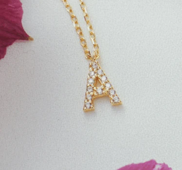 Solid Gold Aldora Initial Necklace - Image 5