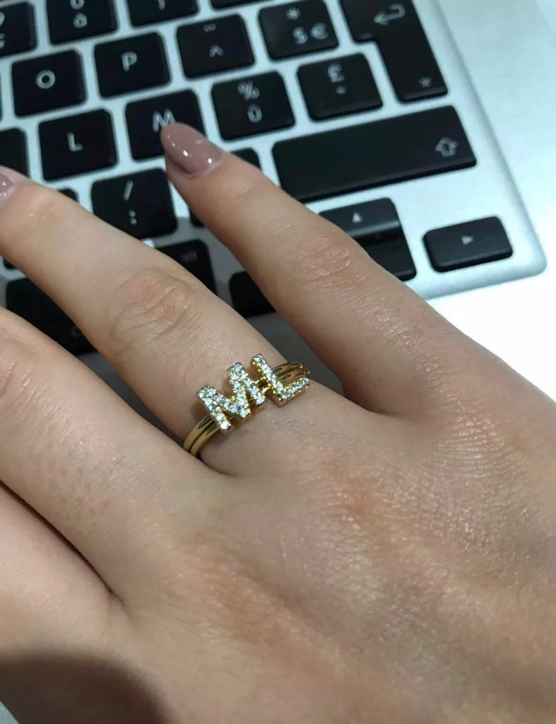 Solid Gold Amara Initial Ring - Image 11