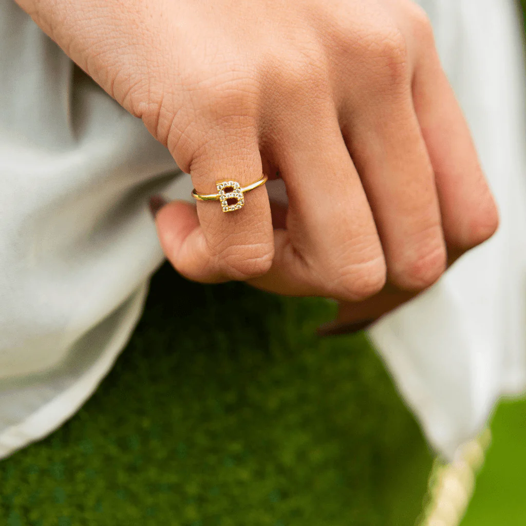 Solid Gold Amara Initial Ring - Image 2