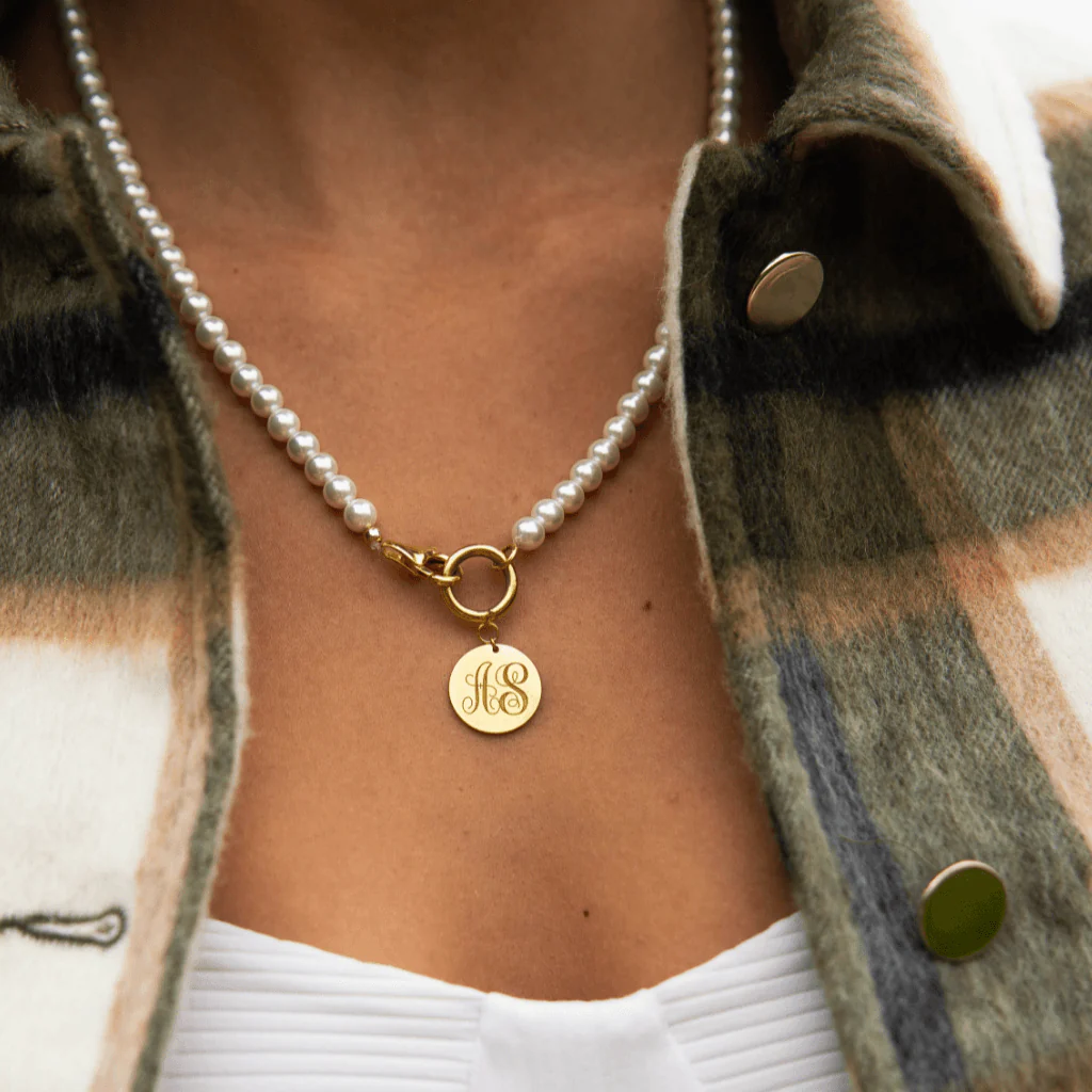 Solid Gold Brigette Pearl Disc Necklace - Image 4