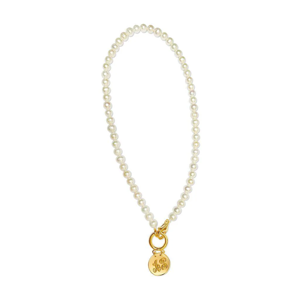 Solid Gold Brigette Pearl Disc Necklace - Image 5