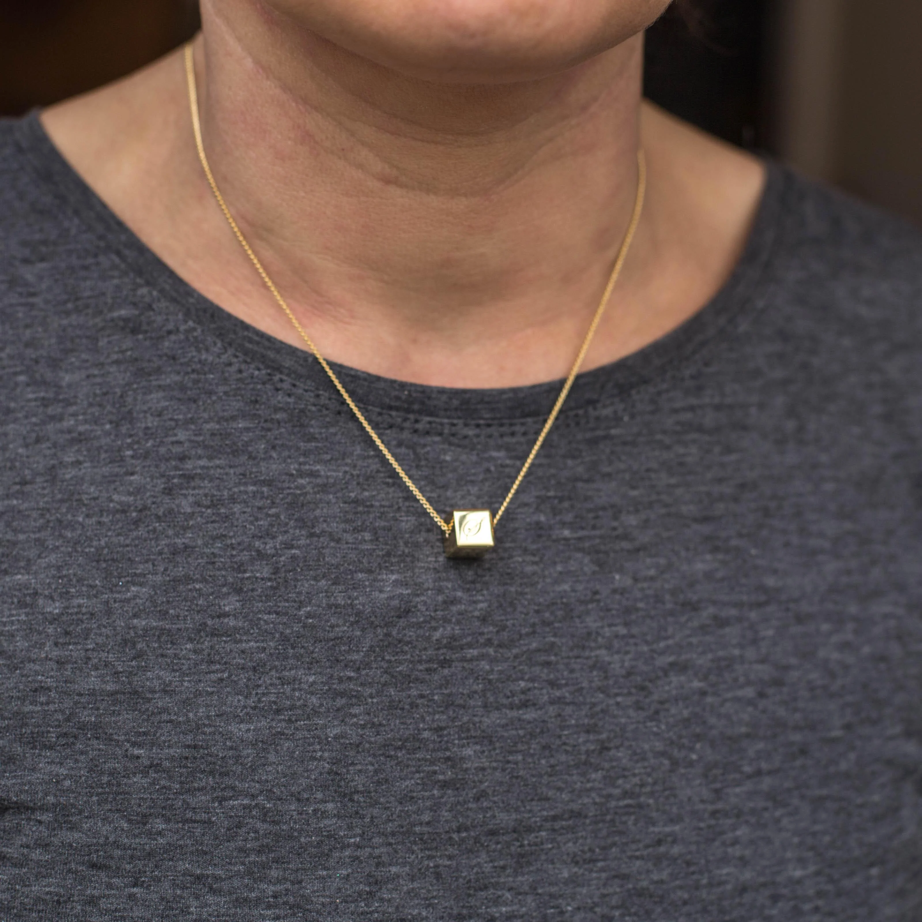Solid Gold Cube Necklace - Image 2