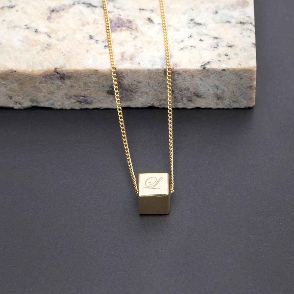 Solid Gold Cube Necklace - Image 3