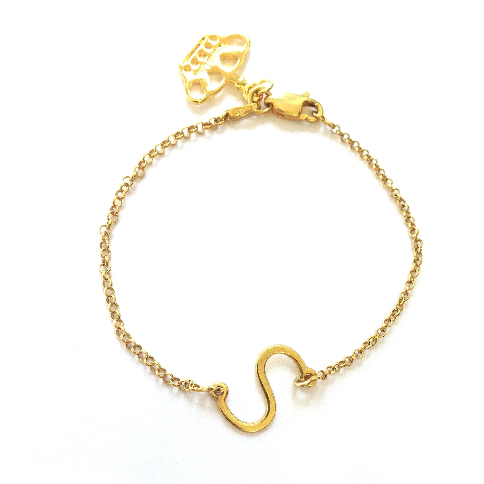 Solid Gold Initial Sideway Bracelet - Image 5