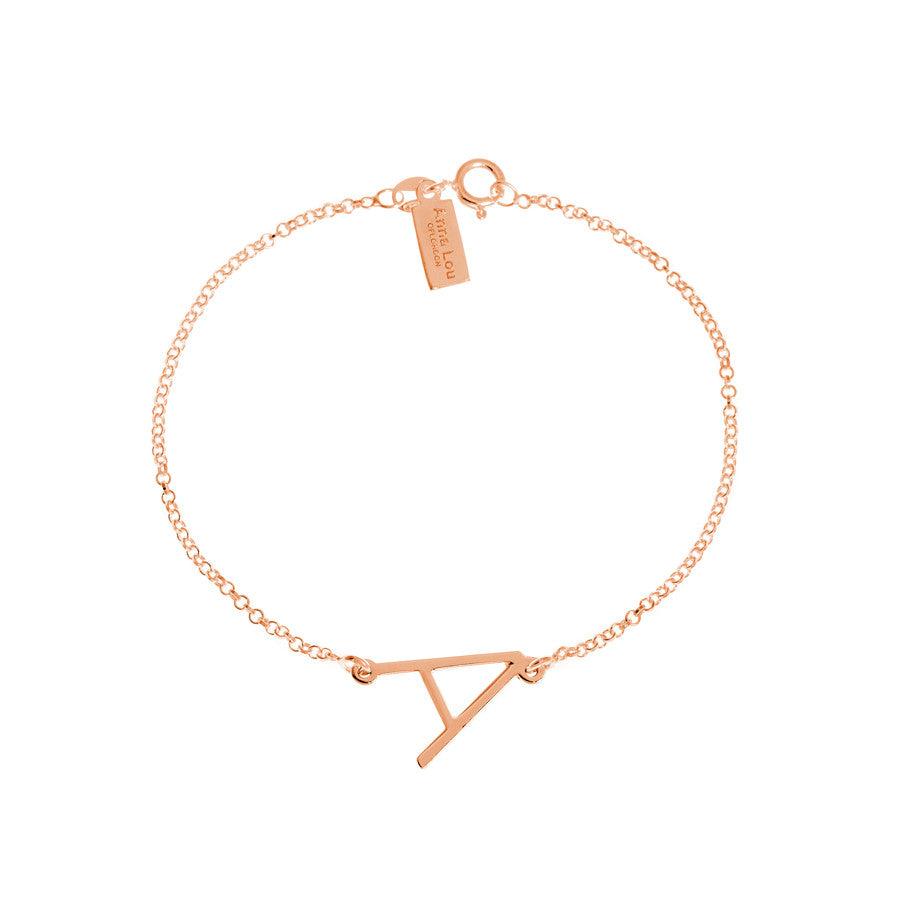 Solid Gold Initial Sideway Bracelet - Image 8