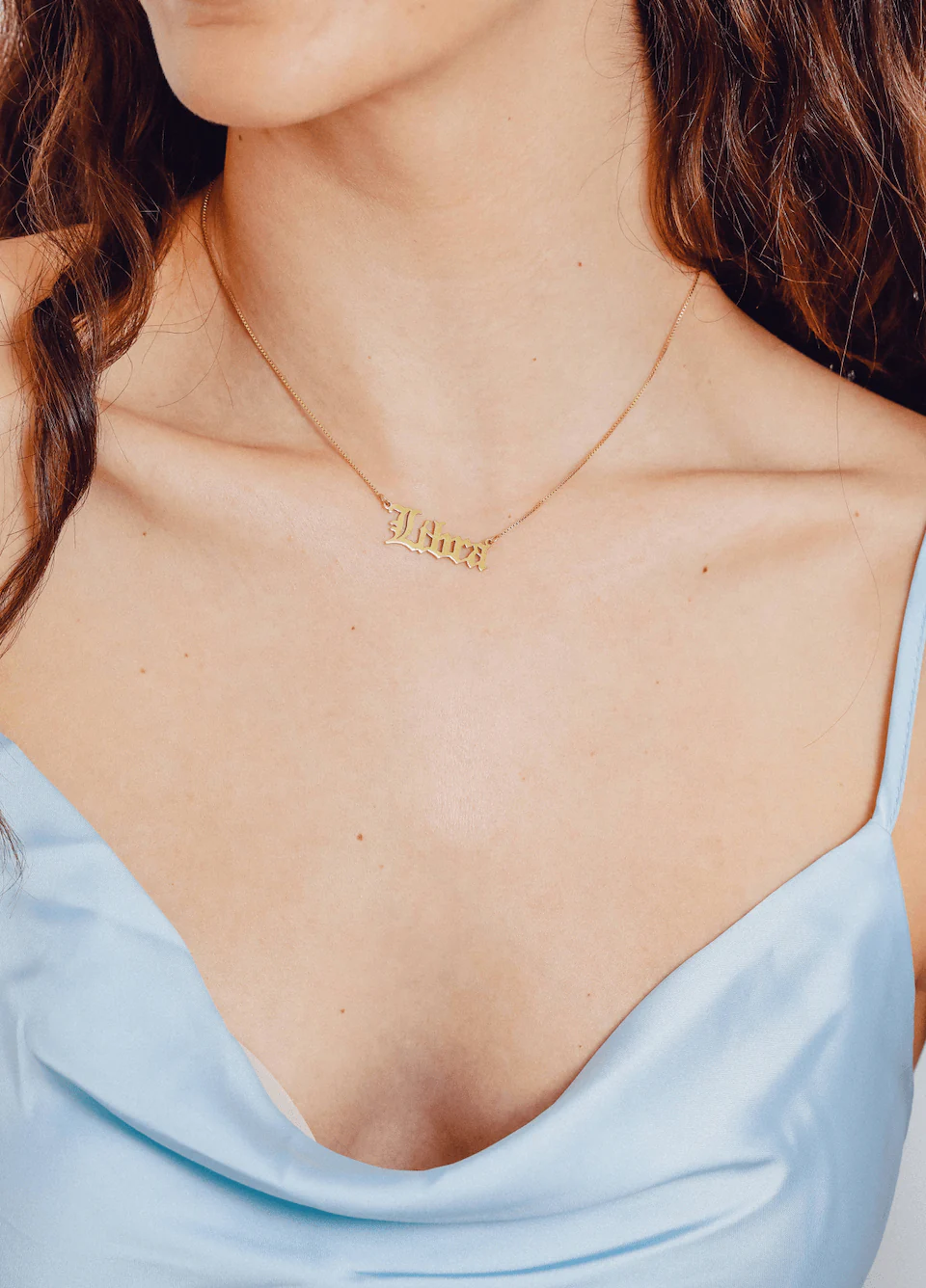 Solid Gold Old English Name Necklace - Image 3