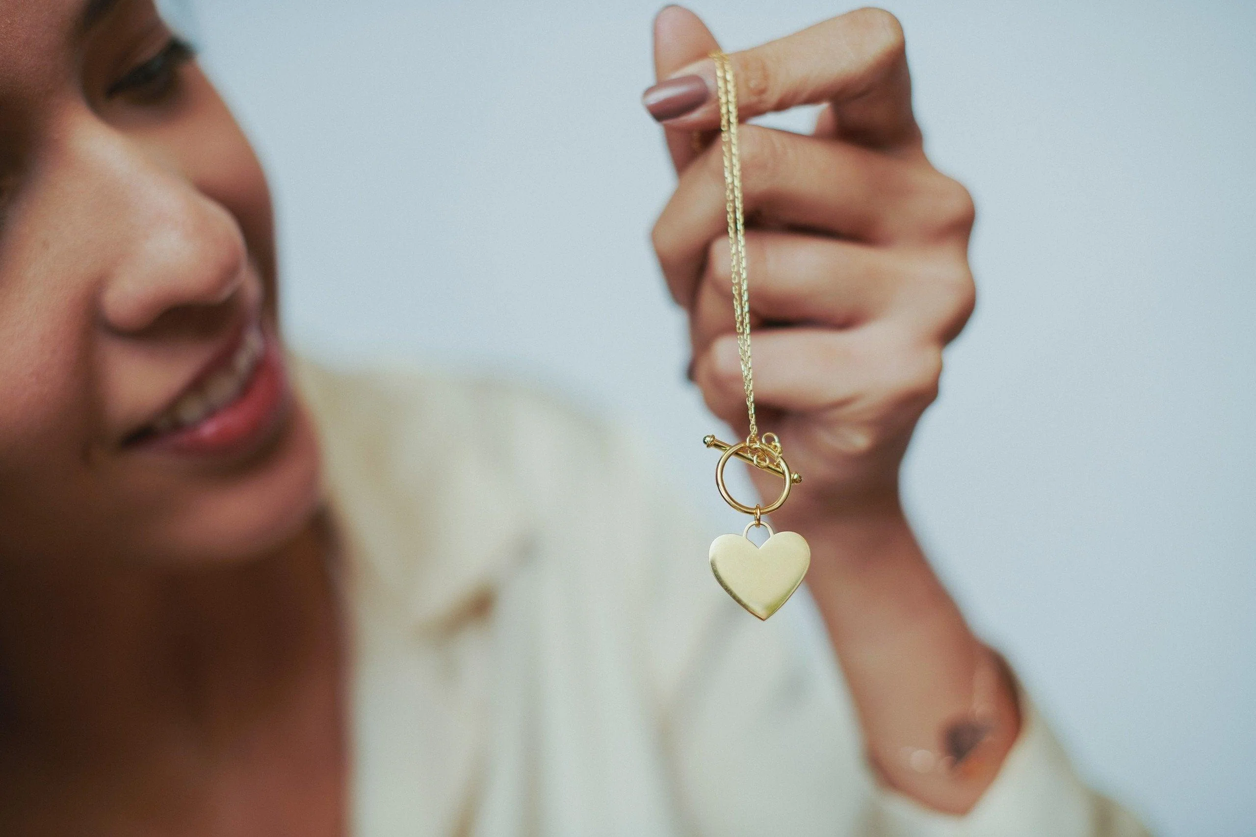 Solid Gold Ophelia Heart T Bar Necklace - Image 3