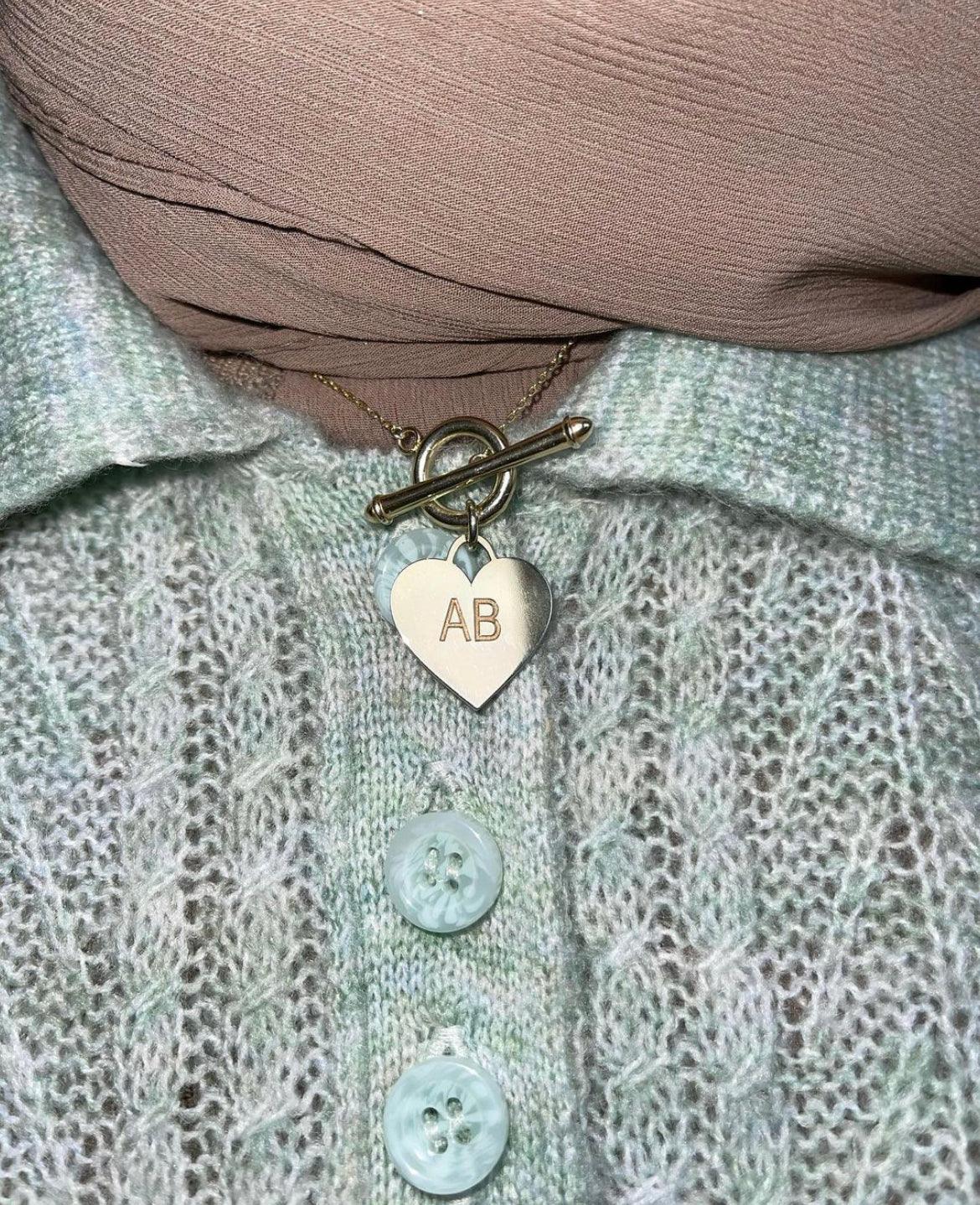 Solid Gold Ophelia Heart T Bar Necklace - Image 9