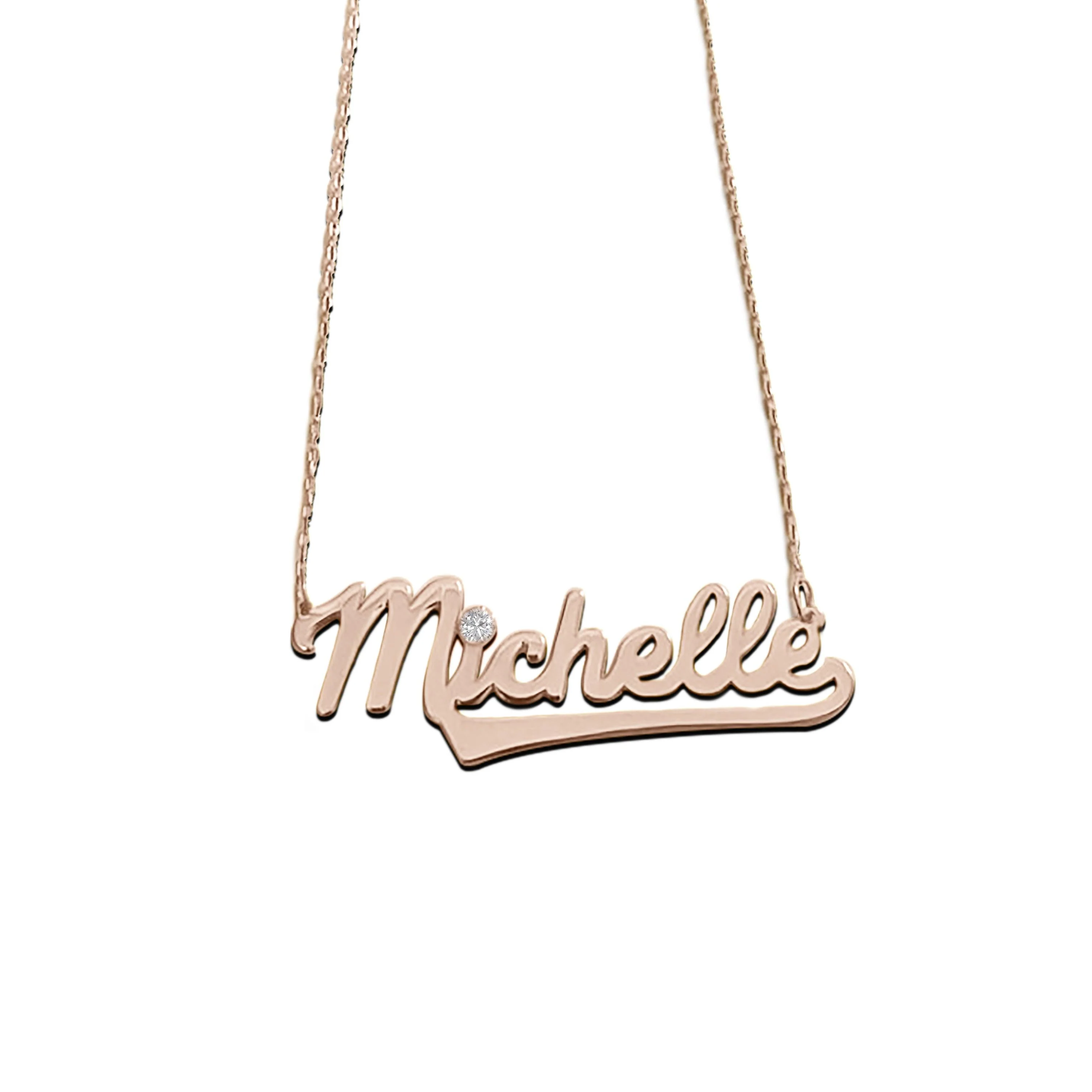 Solid Gold Retro Name Necklace - Image 3
