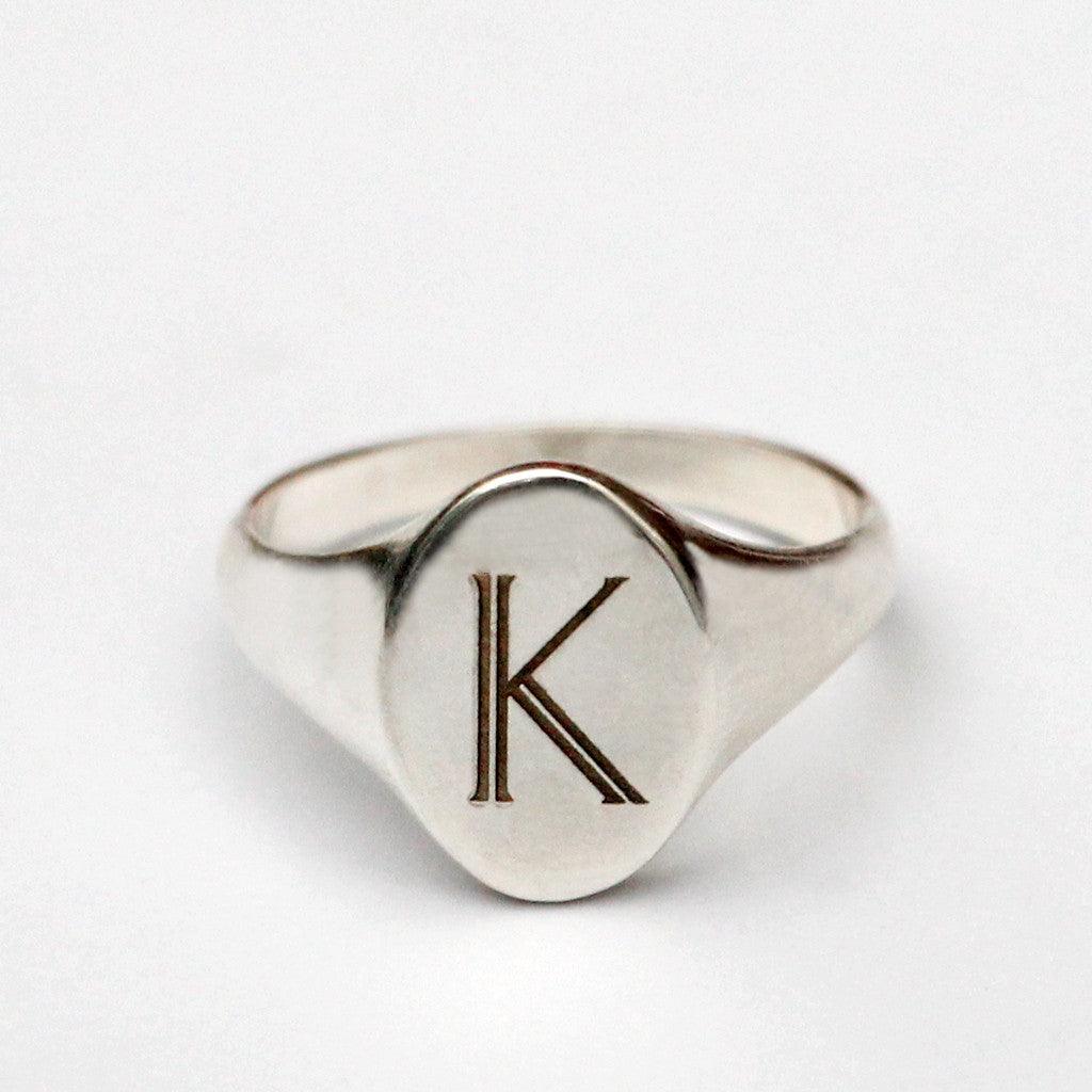 Solid Gold Signet Personalised Initial Ring - Image 12