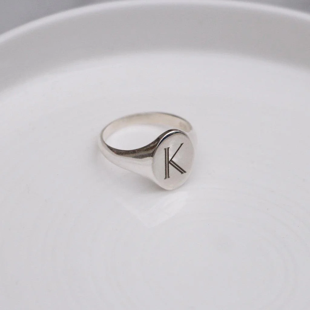 Solid Gold Signet Personalised Initial Ring - Image 14