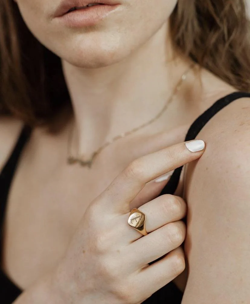 Solid Gold Signet Personalised Initial Ring - Image 5