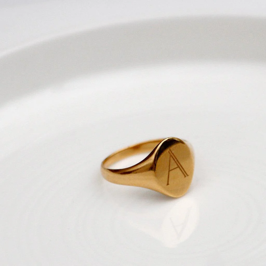 Solid Gold Signet Personalised Initial Ring - Image 7