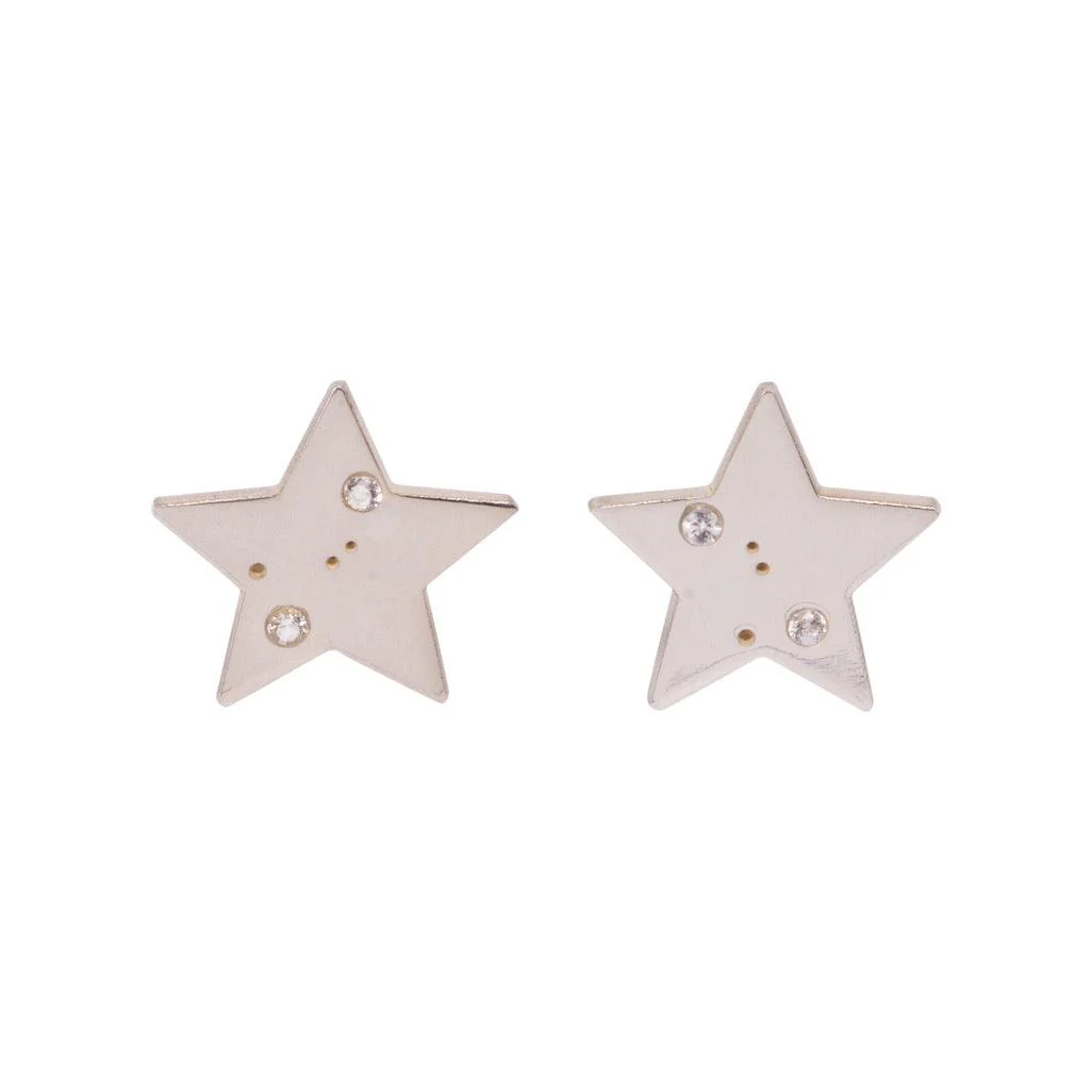 Solid Gold Star Constellation Stud Earrings - Image 6