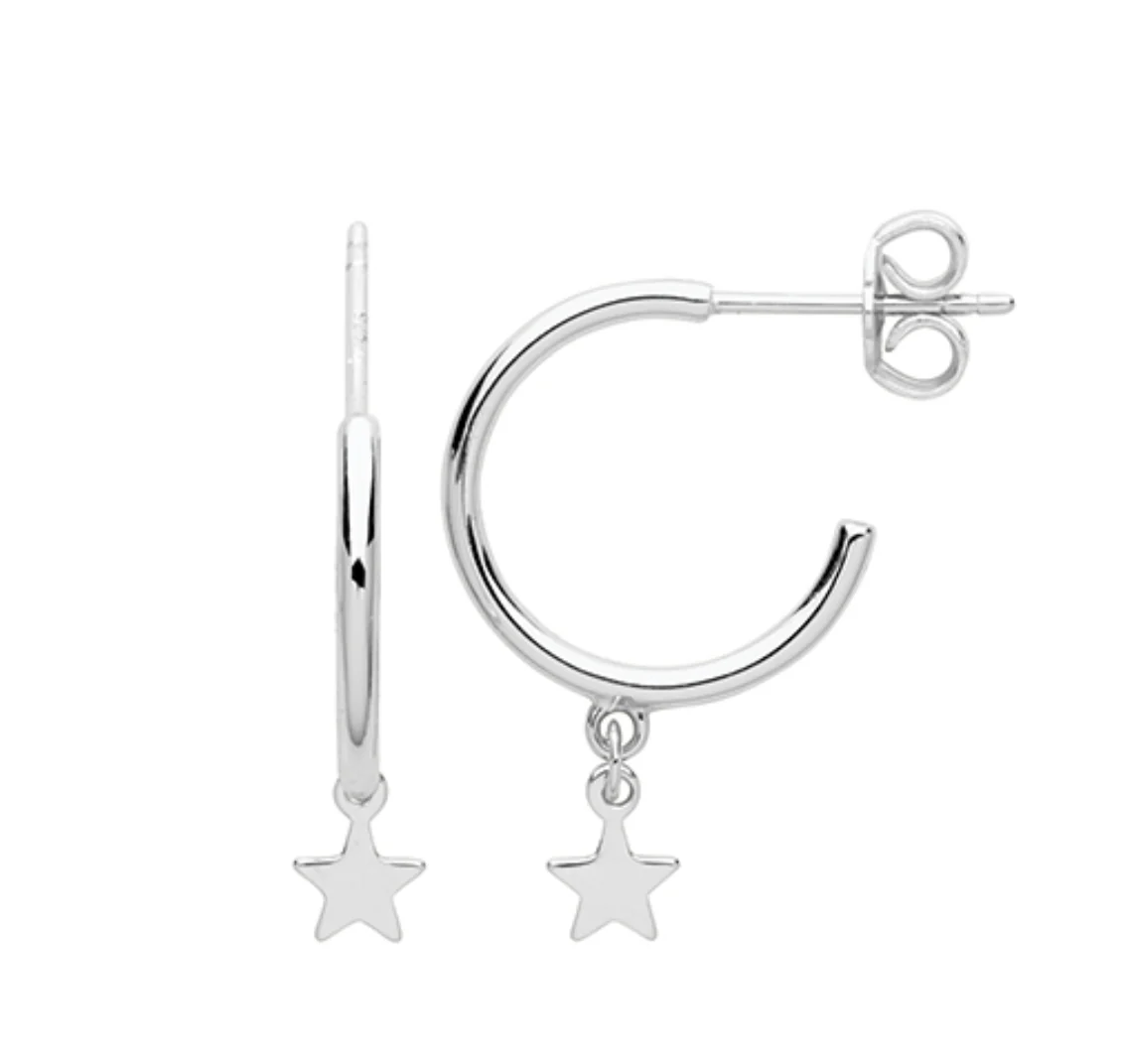 Hoop earrings with star charm - Image 2
