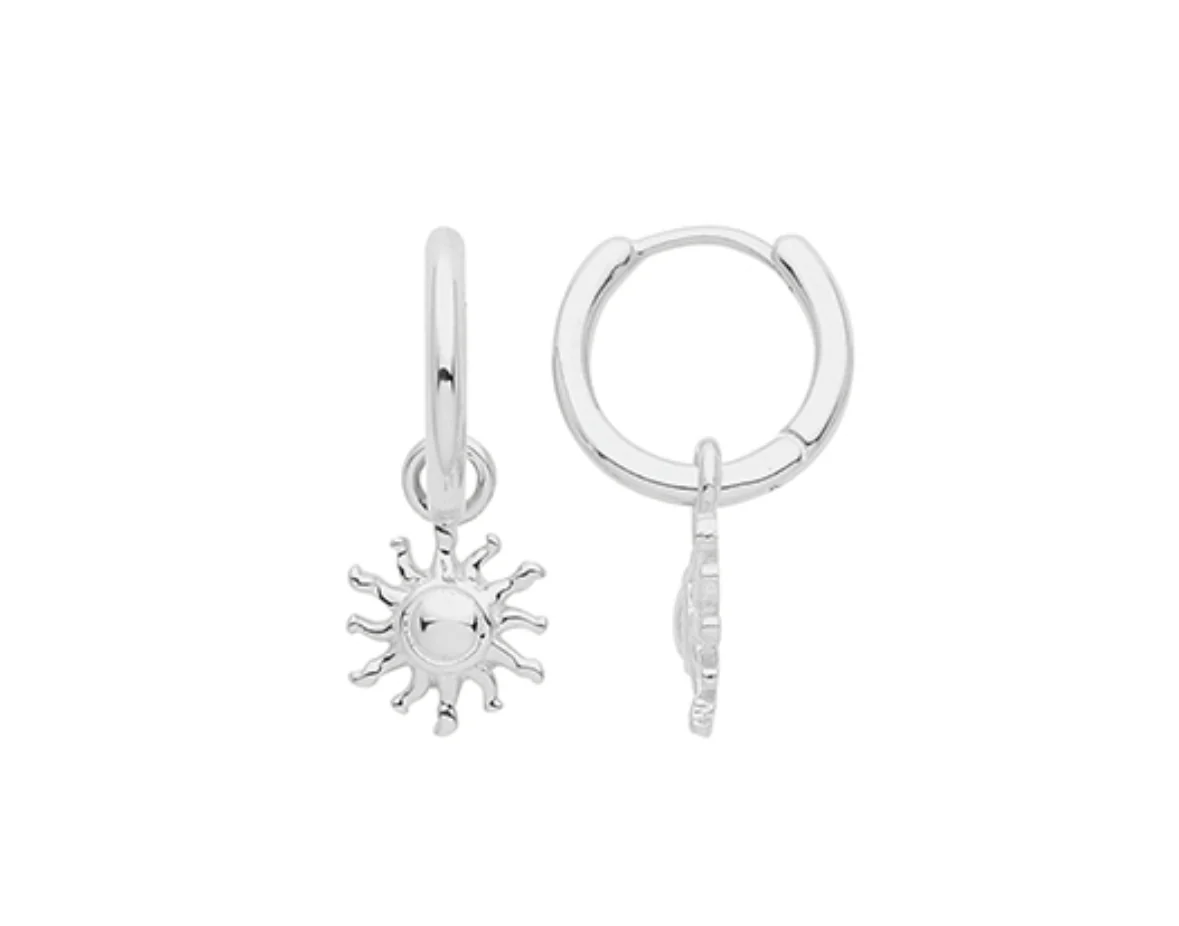 Sun hoop charm huggie earrings - Image 2