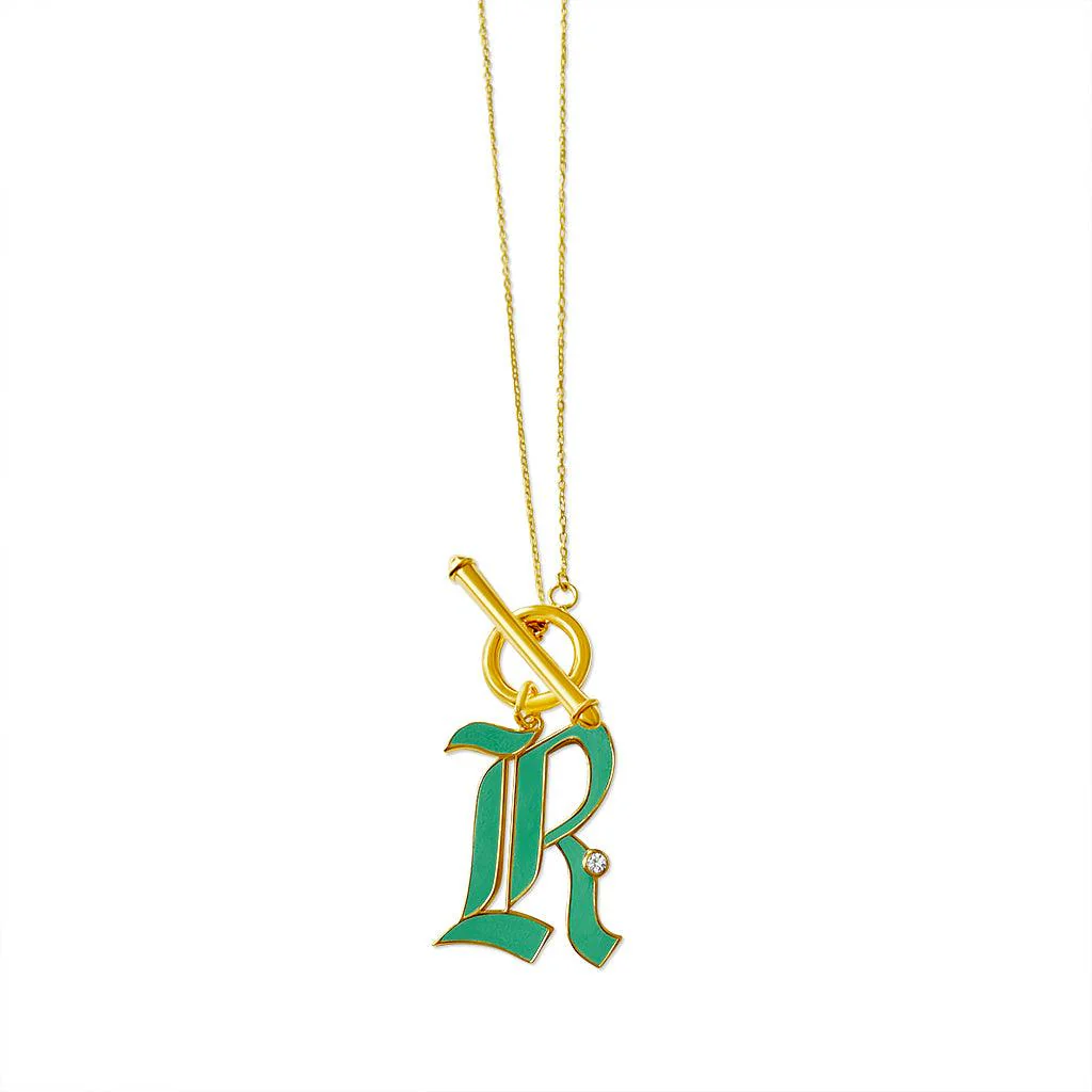 T-Bar Enamel Initial Necklace - Image 10