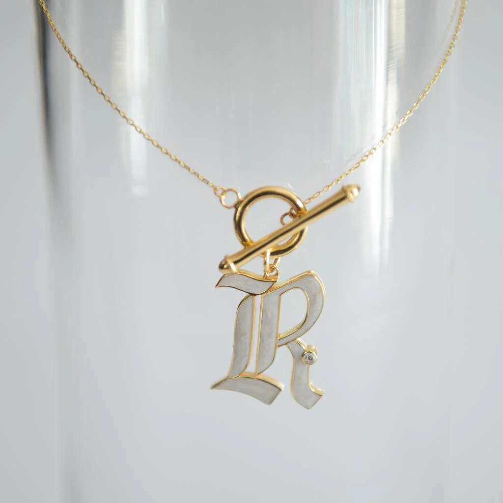 T-Bar Enamel Initial Necklace - Image 12