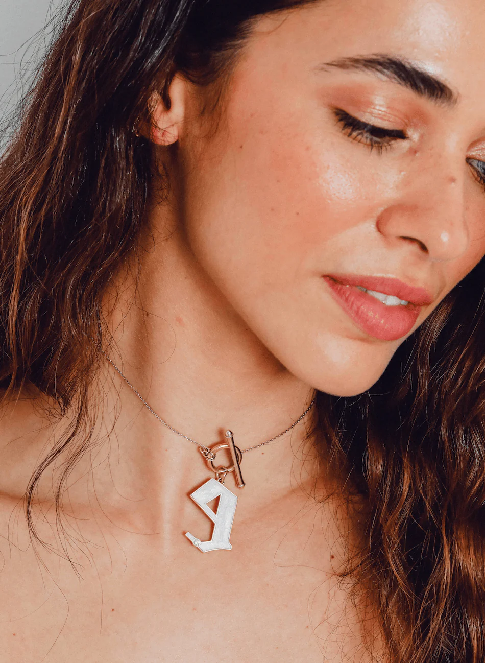 T-Bar Enamel Initial Necklace - Image 4