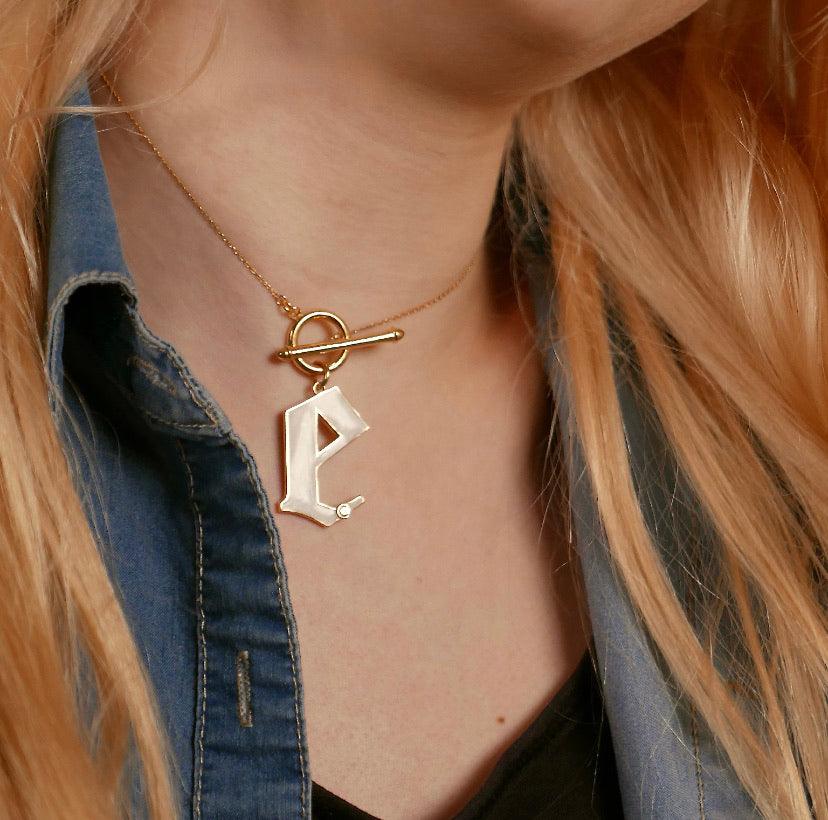 T-Bar Enamel Initial Necklace - Image 5