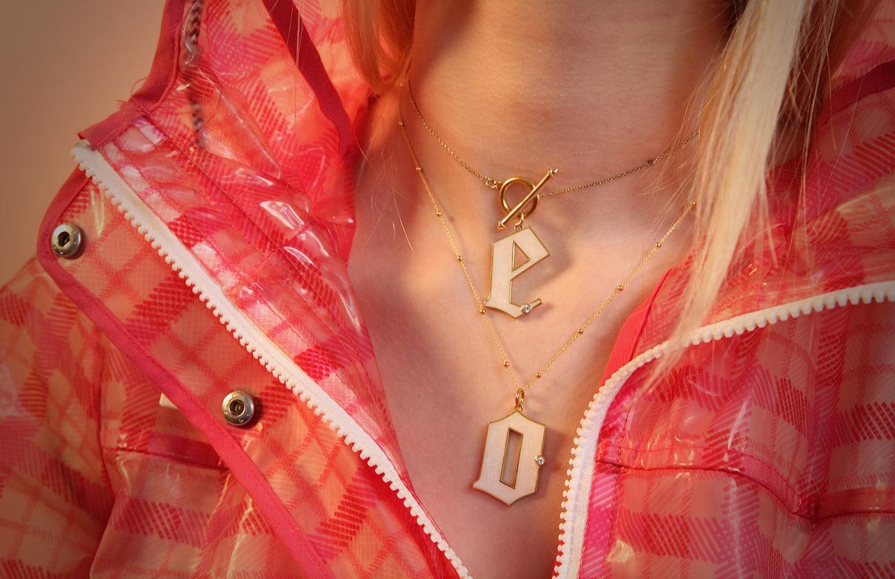 T-Bar Enamel Initial Necklace - Image 7