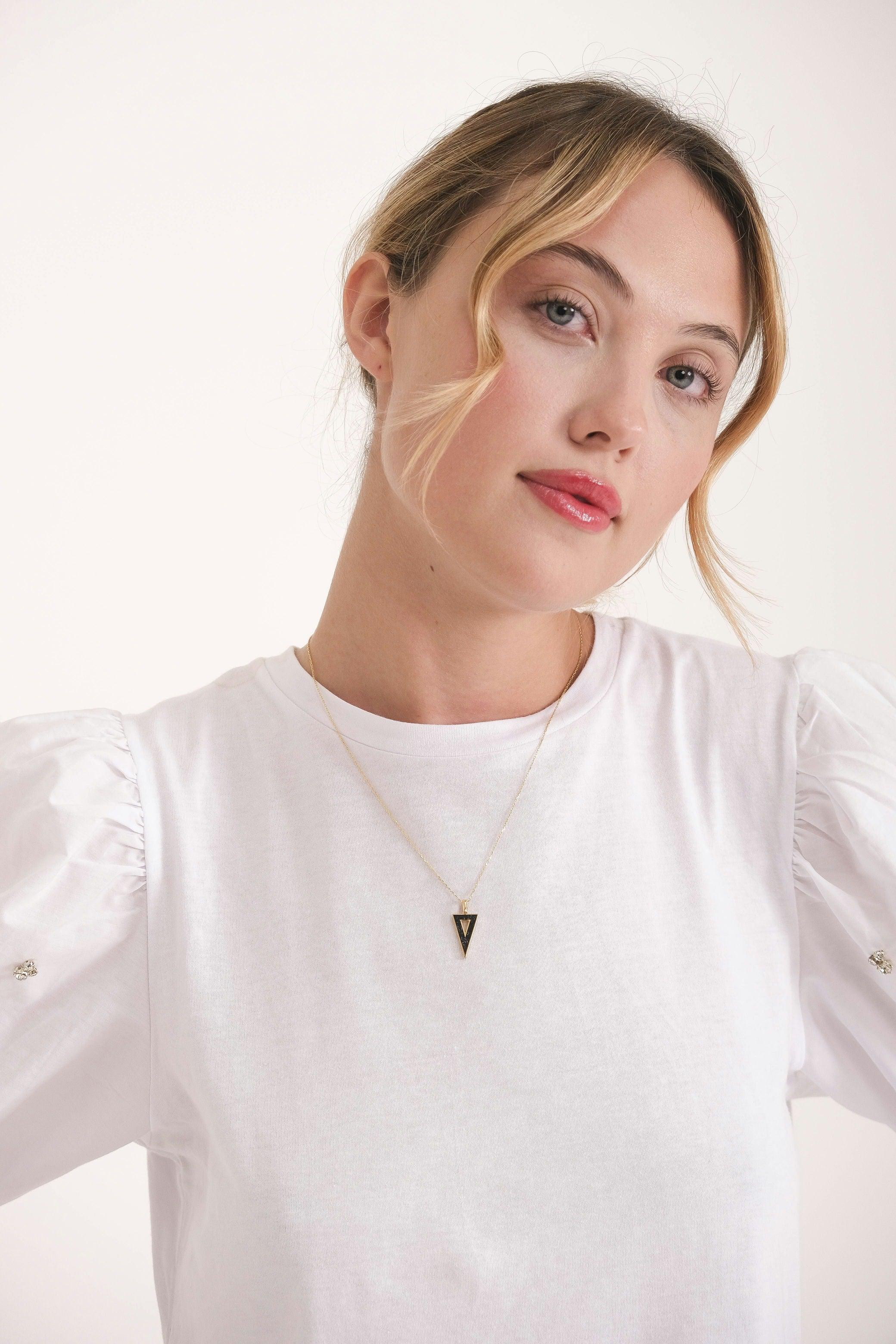 Triangle Gemstone Necklace - Image 4